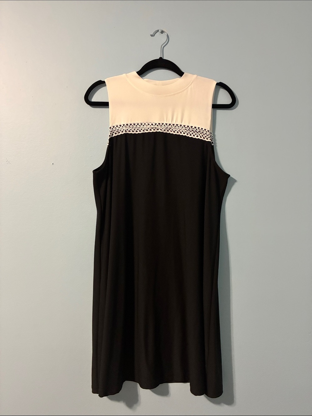 Tiana B. Black Dress with Cream Lace Yoke